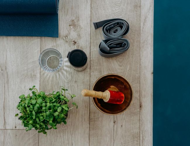 Peaceful minimalist interior for practicing mindfulness and yoga